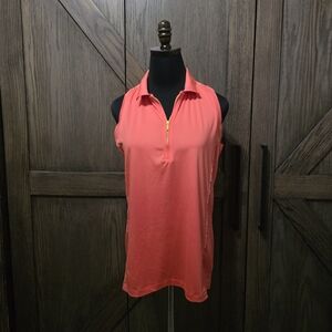 Peter Millar Coral Zip-Neck Tank Top